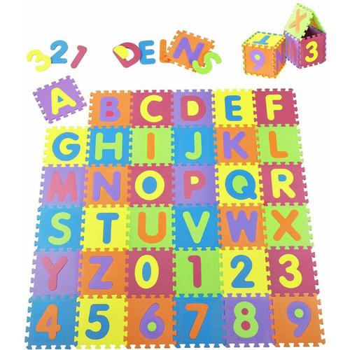 Kinder Puzzlematte Kim – bunt für Kleinkind – 36 Teile mit Buchstaben A-Z & Zahlen 0-9 – ab 10