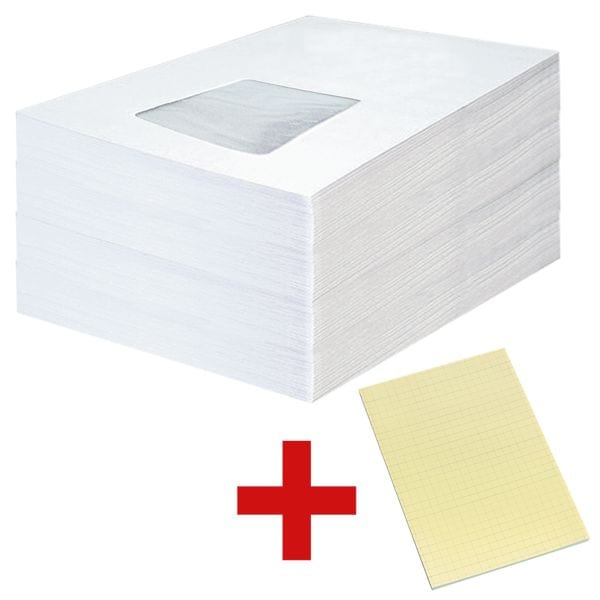 OTTO Office 500 Versandtaschen C5 mit Fenster inkl. Haftnotizblock 10,0 x 15,0 cm, kariert weiß, 22.9x16.2 cm Image