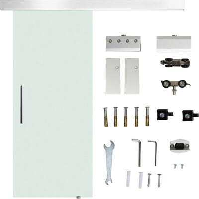 HOMCOM Glasschiebetür Schiebetür Tür Zimmertür mit Griffstange einseitig satiniert 77,5 x 205 cm Image