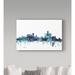 Wrought Studio™ 'Detroit Michigan Teal Skyline' Graphic Art Print on Wrapped Canvas Metal in Blue | 22 H x 32 W x 2 D in | Wayfair