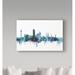 Wrought Studio™ 'Vienna Austria Blue Teal Skyline' Graphic Art Print on Wrapped Canvas in White | 30 H x 47 W x 2 D in | Wayfair