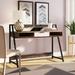 Wrought Studio™ Francesca Writing Desk w/ Hutch Wood/Metal in Black/Brown | 36.25 H x 30.12 W x 19.75 D in | Wayfair