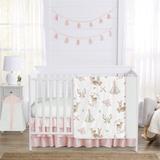Sweet Jojo Designs Deer Floral 4 Piece Crib Bedding Set Polyester in Blue/Gray | Wayfair DeerFloral-Crib-4