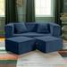 Zipcode Design™ Eugene Zipline Convertible Sleeper Loveseat & Ottomans, Textured Microvelvet, Polyester in Blue | 22 H x 61 W x 37.5 D in | Wayfair