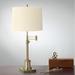 360 Lighting Westbury Adjustable Height Burlap and Brass Swing Arm Lamp