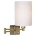 Barnes and Ivy White Cylinder Shade Antique Brass Swing Arm Wall Lamp