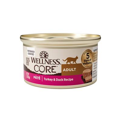 Wellness CORE Natural Grain Free Turkey & Duck Pate Wet Cat Food, 3 oz., Case of 24