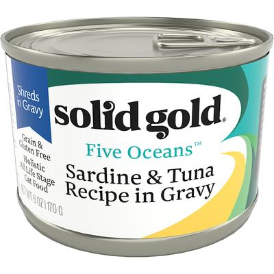 Solid Gold Five Oceans Sardine & Tuna Grain Free Canned Cat Food, 6 oz., Case of 8