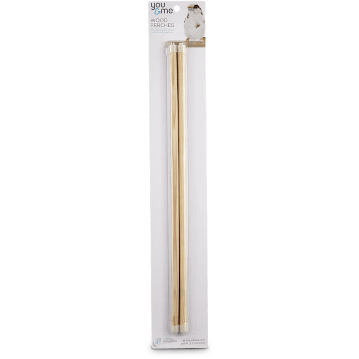 You & Me 3/8-inch Wood Bird Perch 2 Pack Set, 16" Length
