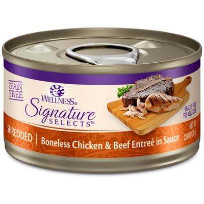 Wellness CORE Signature Selects Natural Grain Free Shredded Chicken & Beef Wet Cat Food, 2.8 oz., Case of 12
