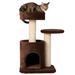 Real Wood Cat Tree Carpeted Gym Scratching Post F3005 Coffee Brown, 30" H, Small, Brown / Off-White