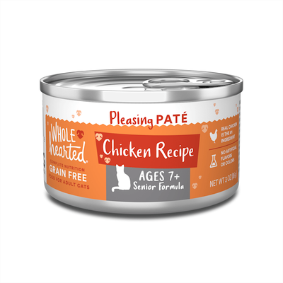 WholeHearted Grain Free Chicken Recipe Pate Senior Wet Cat Food, 3 oz., Case of 24