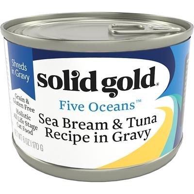 Solid Gold Five Oceans Sea Bream & Tuna Grain Free Canned Cat Food, 6 oz., Case of 8
