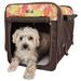 , Floral Folding Collapsible Lightweight Wire Framed Tent Pet Crate - Brown/Red Floral, 31" L x 22" W x 23" H, Medium, Brown / Red