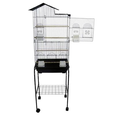 YML Bar Spacing Tall Villa Top Black Bird Cage With Stand, 18" L X 14" W X 60" H