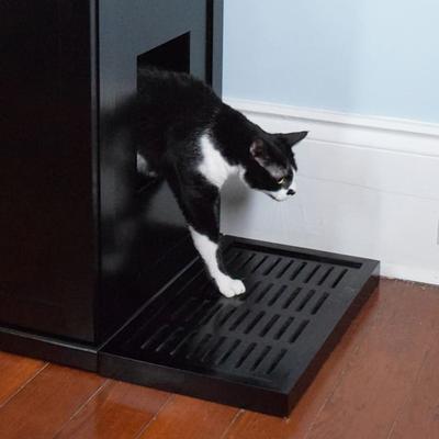 The Refined Feline Litter Catch Box In Espresso, 20" L X 12" W X 2" H