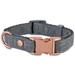 . Grey and Rose Gold Snap Buckle Dog Collar, XX-Small