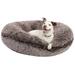 Signature Luxury Extra Plush Faux Fur Bagel Dog Bed, 42" L X 42" W X 10" H, Frosted Willow, Large, Gray