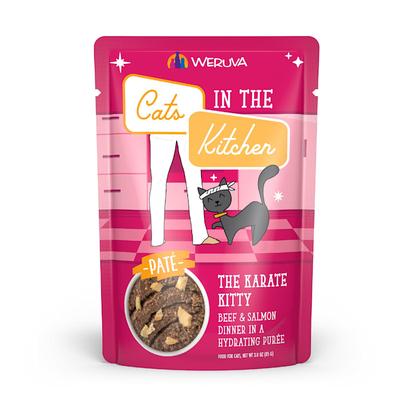 Cats in the Kitchen Slide 'n Serve Pate The Karate Kitty Beef & Salmon Dinner Wet Food, 3 oz., Case of 12