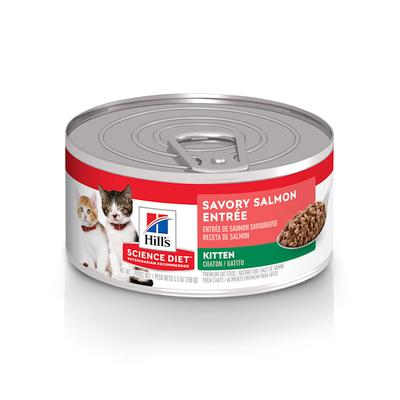 Hill's Science Diet Kitten Savory Salmon Entree Canned Wet Cat Food, 5.5 oz., Case of 24