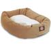 Khaki & Sherpa Bagel Dog Bed, 40" L x 29" W, Large, Tan