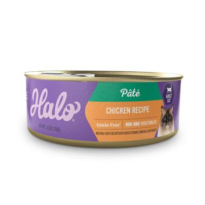Halo Indoor Grain Free Chicken Recipe Pate Adult Wet Cat Food, 5.5 oz., Case of 12
