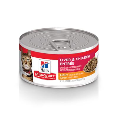 Hill's Science Diet Adult Light Liver & Chicken Entree Canned Cat Food, 5.5 oz., Case of 24