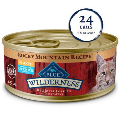 Blue Buffalo Wilderness Red Meat in Gravy Adult Flaked Wet Cat Food, 5.5 oz., Case of 24
