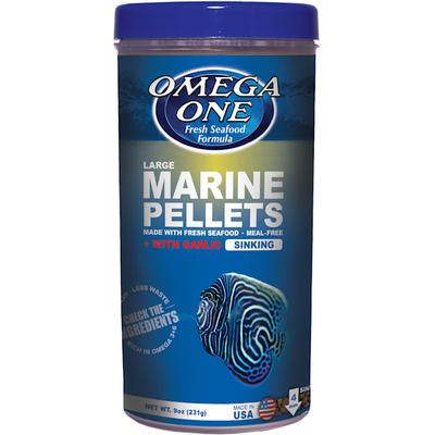 Omega One Large Marine Pellets for All Marine Fish, Sinking Meal-Free Fish Food, 9 oz.