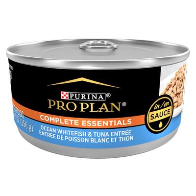 Purina Pro Plan Complete Essentials High Protein Ocean Whitefish & Tuna Entree in Sauce Wet Cat Food, 5.5 oz., Cae of 24