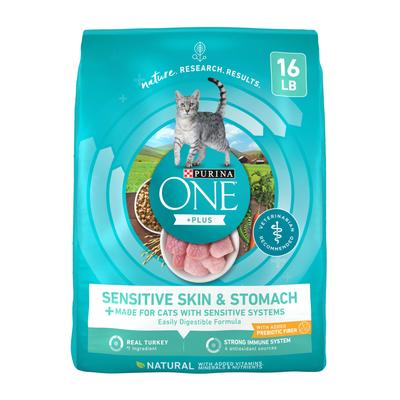Purina ONE Sensitive Skin and Stomach Formula, +Plus Natural Dry Cat Food, 16 lbs.