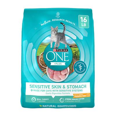 Purina ONE Sensitive Skin and Stomach Formula, +Plus Natural Dry Cat Food, 16 lbs.