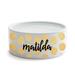 Personalized Gold Polka Dots Dog Bowl, Small, White / Gold