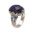 Garden Horizon,'Sapphire and Blue Topaz Sterling Silver Cocktail Ring'