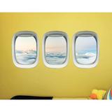 East Urban Home Airplane Window Clings Aviation for Rooms Wall Decal Vinyl in Blue/White | 14 H x 33 W in | Wayfair
