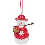 The Holiday Aisle® Snowman Hanging Figurine Ornament Ceramic/Porcelain in Red/White | 3.5 H x 2 W x 1 D in | Wayfair
