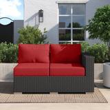 Wade Logan® Stopover Outdoor Patio Sunbrella Right Arm Loveseat Metal/Sunbrella® Fabric Included in Red/Brown | 33.5 H x 56.5 W x 35.5 D in | Wayfair