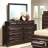 Glory Furniture 1015 10 Drawer 57" W Double Dresser w/ Mirror Wood in Brown | 76 H x 57 W x 17 D in | Wayfair