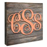 Millwood Pines 3-Letter Script Monogram on Wooden Block Wall Décor in Red | 18 H x 15 W in | Wayfair C0E90FA7119D4C189252BED02F3E78AC