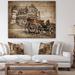 East Urban Home 'Medieval Castle w/ Carriage' Graphic Art Wood in Gray/White/Brown | 36" H x 46" W x 1.5" D | Wayfair