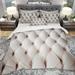 East Urban Home Designart Diamond Shaped Leather Couch Duvet Cover Set Microfiber in Brown/White | Queen Duvet Cover + 2 Shams | Wayfair