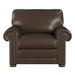 Club Chair - Canora Grey Sopheak 42" Wide Top Grain Leather Club Chair Leather/Genuine Leather in Gray/Brown | 36 H x 42 W x 39 D in | Wayfair
