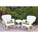 Bay Isle Home™ Batchelor 3 Piece Rattan Seating Group w/ Cushions Synthetic Wicker/All - Weather Wicker/Wicker/Rattan in White | Outdoor Furniture | Wayfair