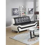 Orren Ellis Thea 75.1" Faux Leather Pillow Top Arm Sofa Faux Leather/Wood in Gray/White/Black | 36 H x 75.1 W x 30.16 D in | Wayfair