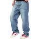 Sveizo Men's Hip Hop Blue Baggy Bottoms Denim Jeans Relaxed Pants-30
