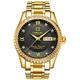 CARNIVAL Mens Dial Automatic Full Gold Stainless Steel Sapphire Glass Waterproof Men Black Watch (Gold/Black Dial)