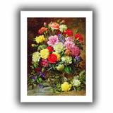 Astoria Grand Carnations of Radiant Colors Painting Print on Wrapped Canvas Metal in Brown/Pink/Yellow | 32 H x 24 W x 2 D in | Wayfair