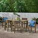 Gracie Oaks Ramage Outdoor Acacia Wood 7 Piece Dining Set Wood in Brown/Gray/White | 29.25 H x 71 W x 35.5 D in | Wayfair