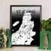 Wrought Studio™ 'St. Johns City Map' Graphic Art Print Poster in Ink Paper in White | 36 H x 24 W x 0.05 D in | Wayfair