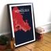 Wrought Studio™ 'Honolulu City Map' Graphic Art Print Poster in Nautical Paper in Black | 24 H x 18 W x 0.05 D in | Wayfair